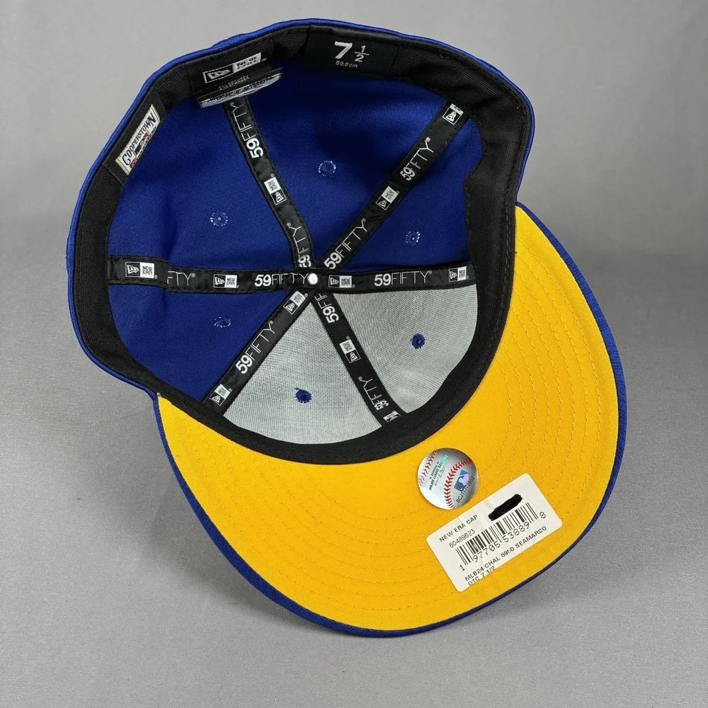 Seattle Mariners New Era 59Fifty Heathered Blue Cooperstown Hat Cap Fitted 7-1/2